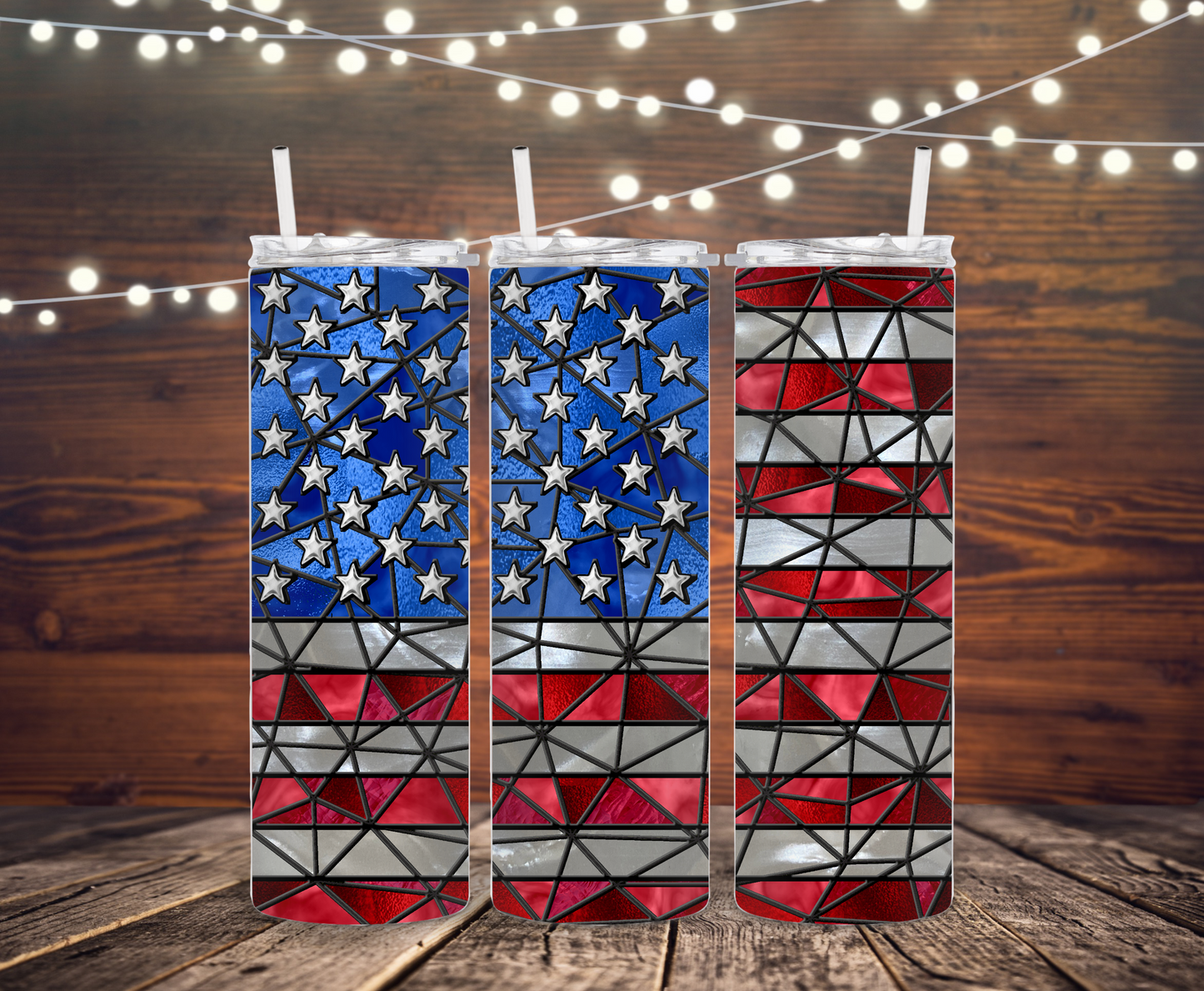 American Flag Stained Glass Tumbler - Head Of Walker Farm LLC
