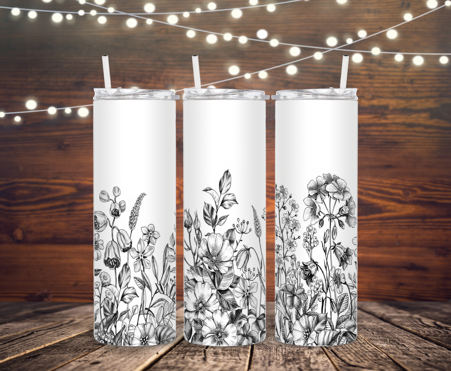 Black & White Flowers Tumbler