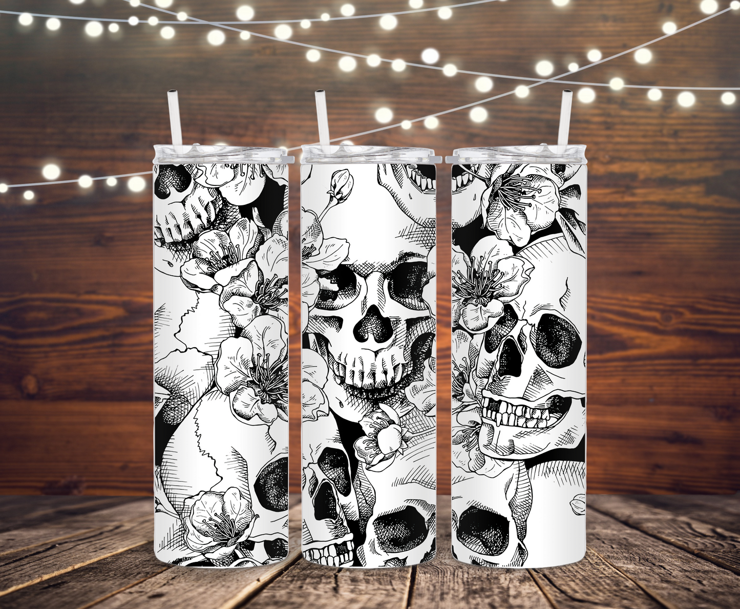 Black & White Skulls Tumbler