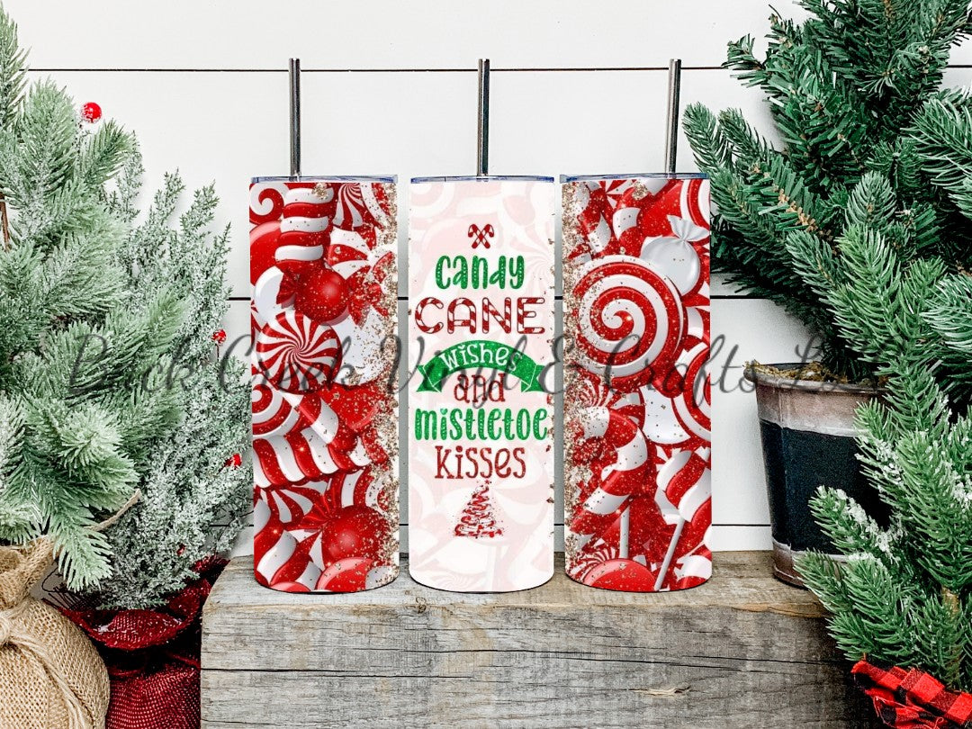 Candy Cane Wishes and Mistletoe Kiss Tumbler - Head Of Walker Farm LLC