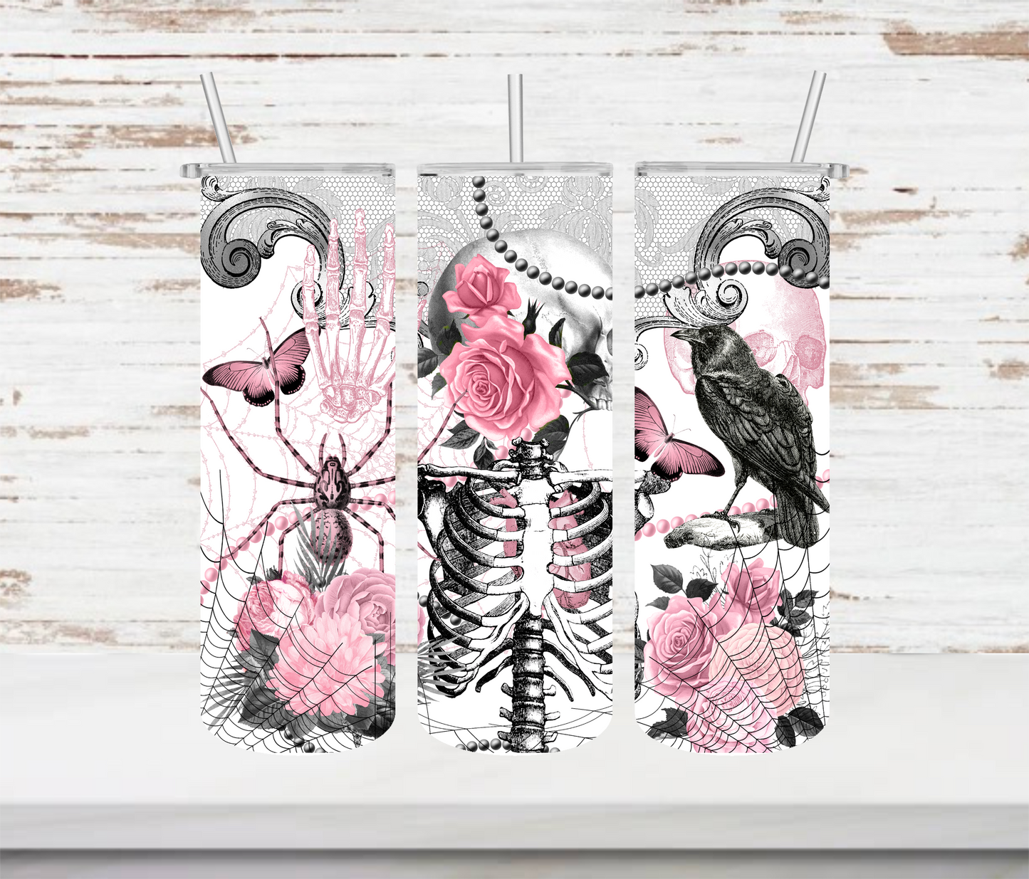 Floral Skeleton Tumbler - Head Of Walker Farm LLC