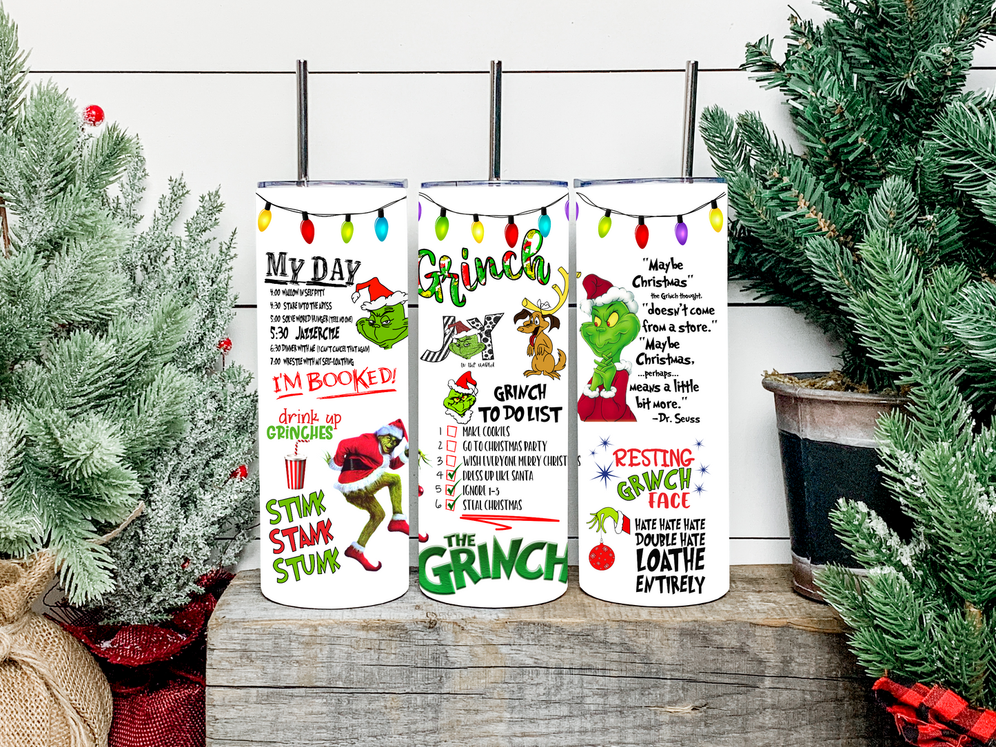 Grinch Collage Tumbler - Head Of Walker Farm LLC