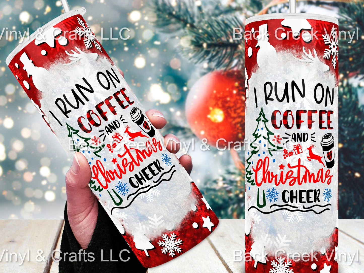 I Run On Coffee And Christmas Cheer Tumbler - Head Of Walker Farm LLC