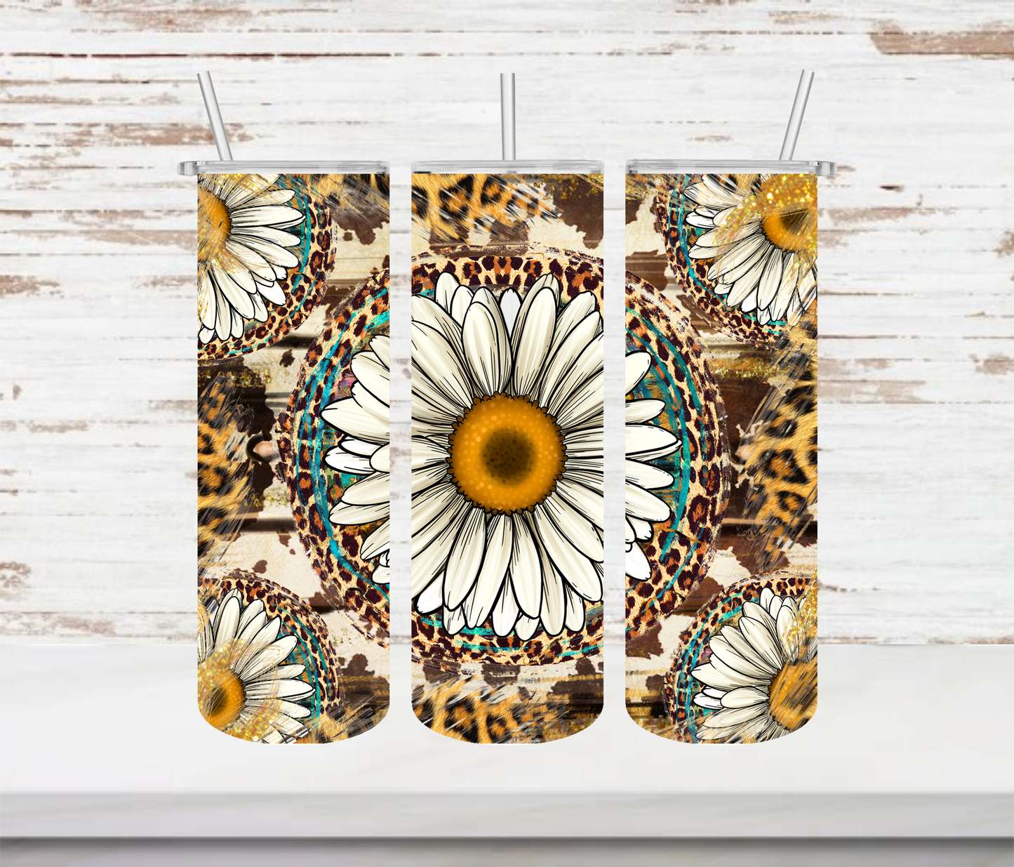 Leopard Daisy Tumbler - Head Of Walker Farm LLC