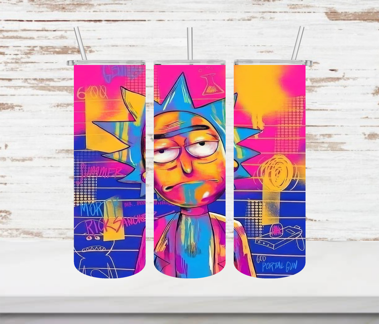 Neon Rick (& Morty) Tumbler