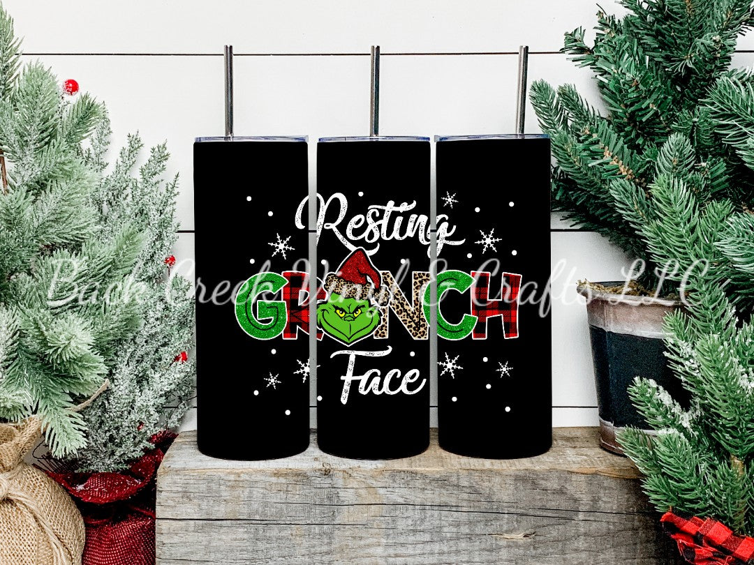 Resting Grinch Face Tumbler - Head Of Walker Farm LLC