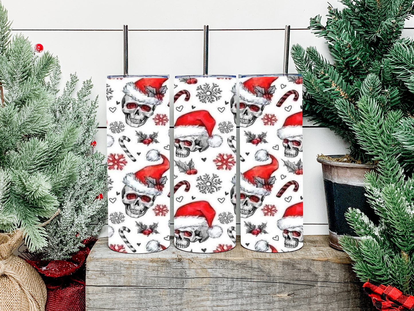 Santa Skulls Tumbler - Head Of Walker Farm LLC