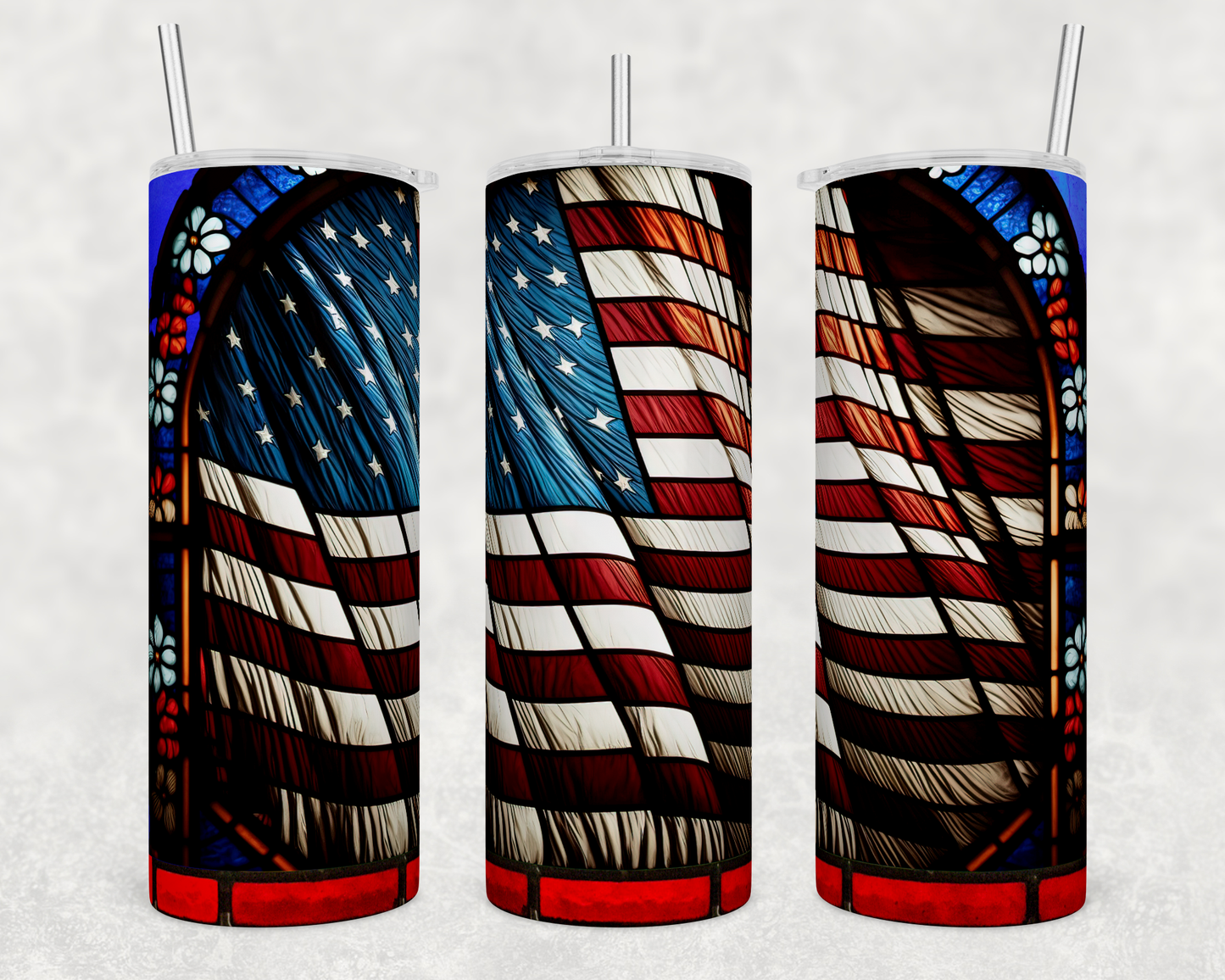 Stained Glass American Flag Tumbler - Head Of Walker Farm LLC