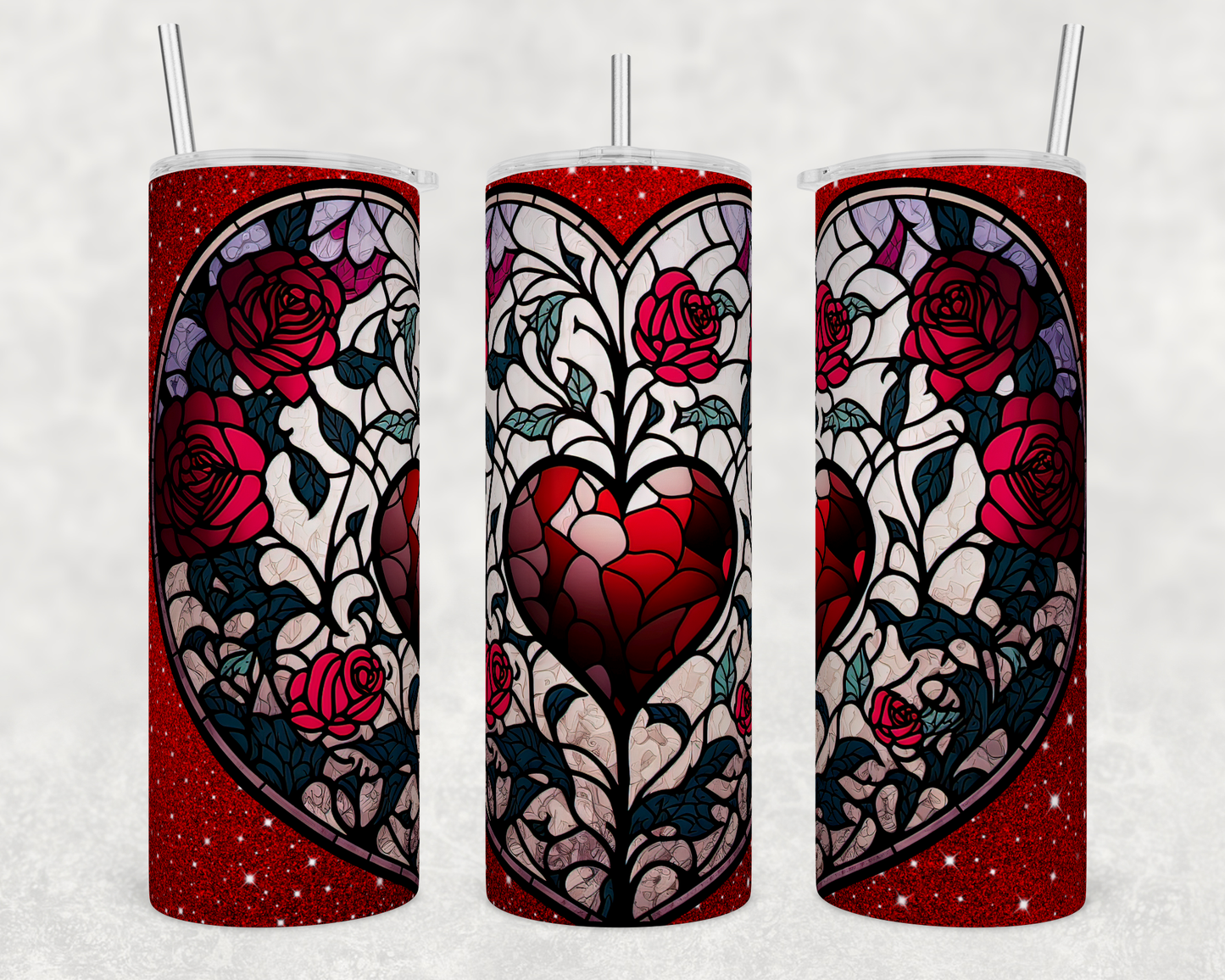 Stained Glass Hearts Tumbler - Head Of Walker Farm LLC