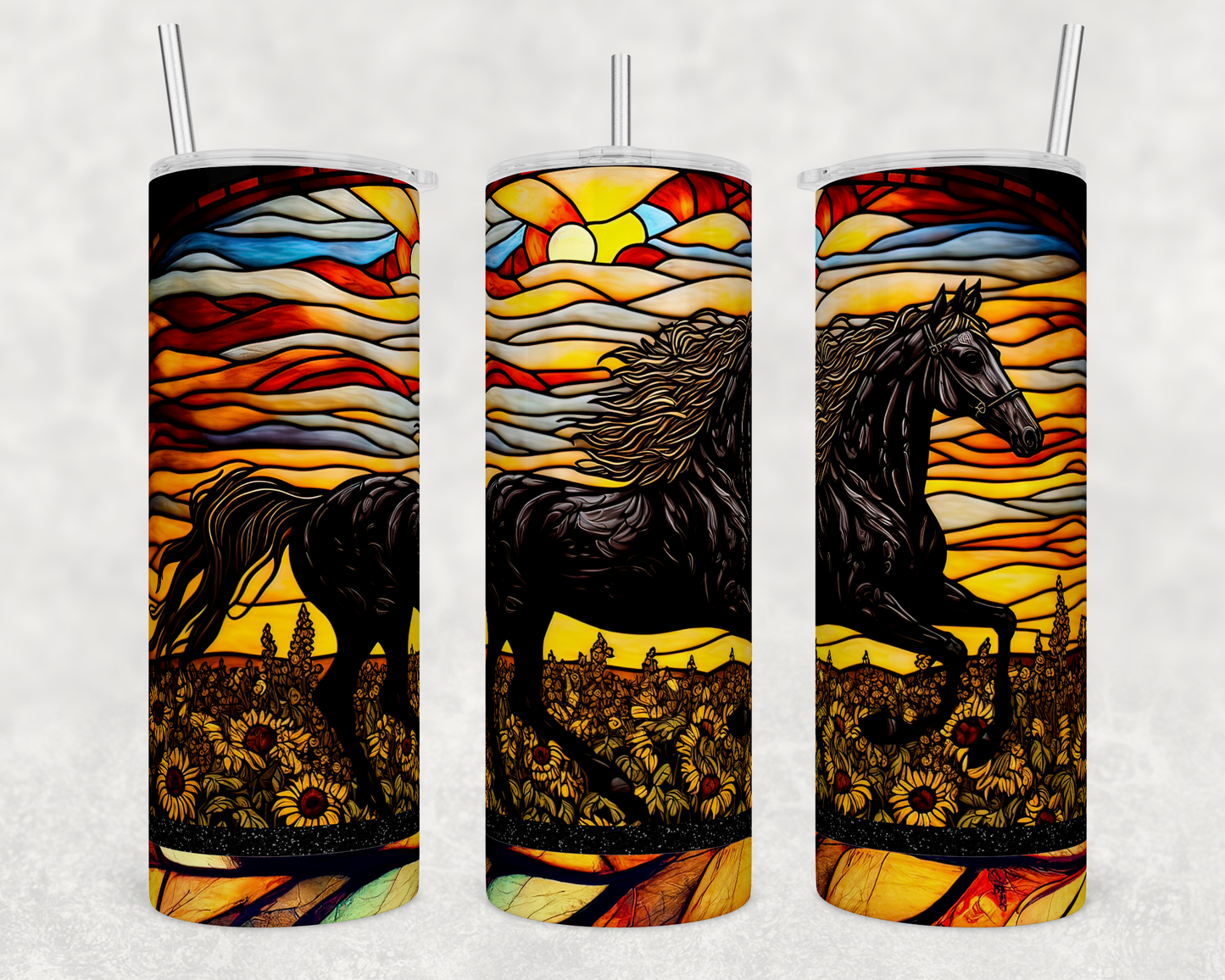 Stained Glass Horse Tumbler - Head Of Walker Farm LLC