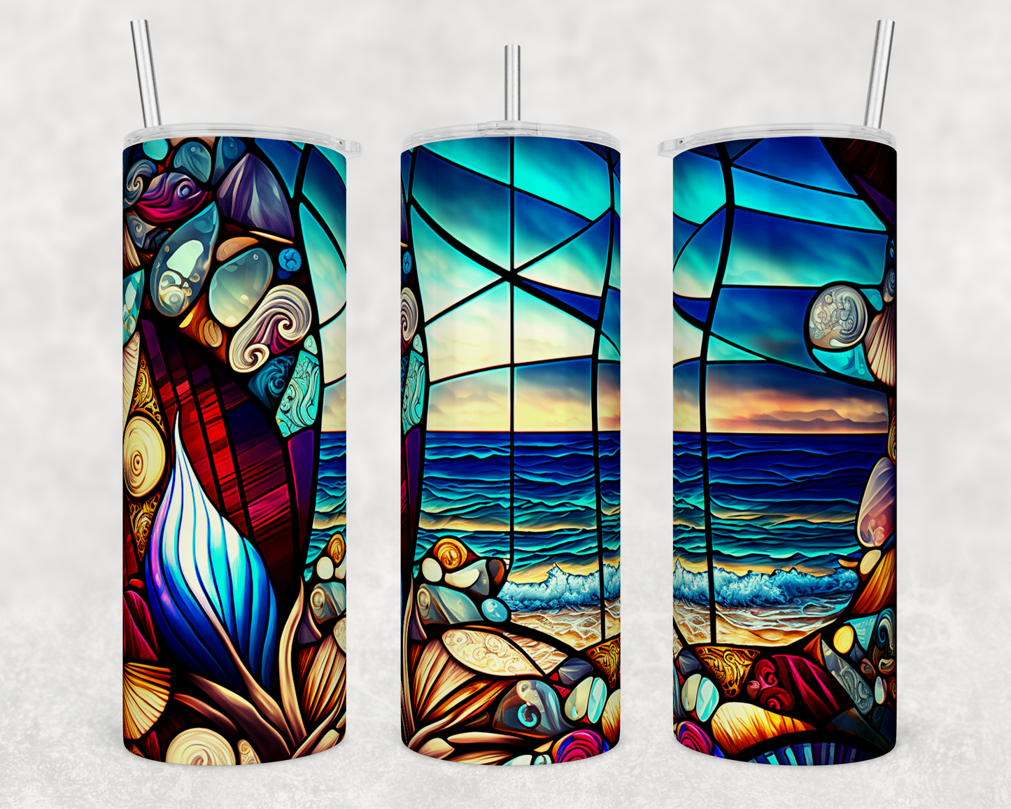 Stained Glass Ocean Tumbler - Head Of Walker Farm LLC