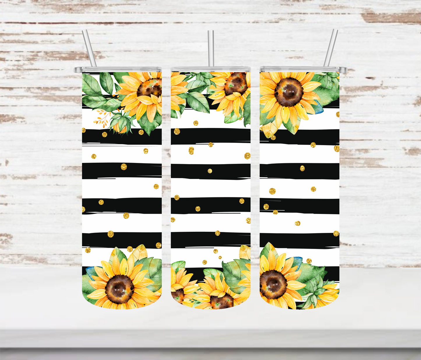 Sunflower & Stripes Tumbler