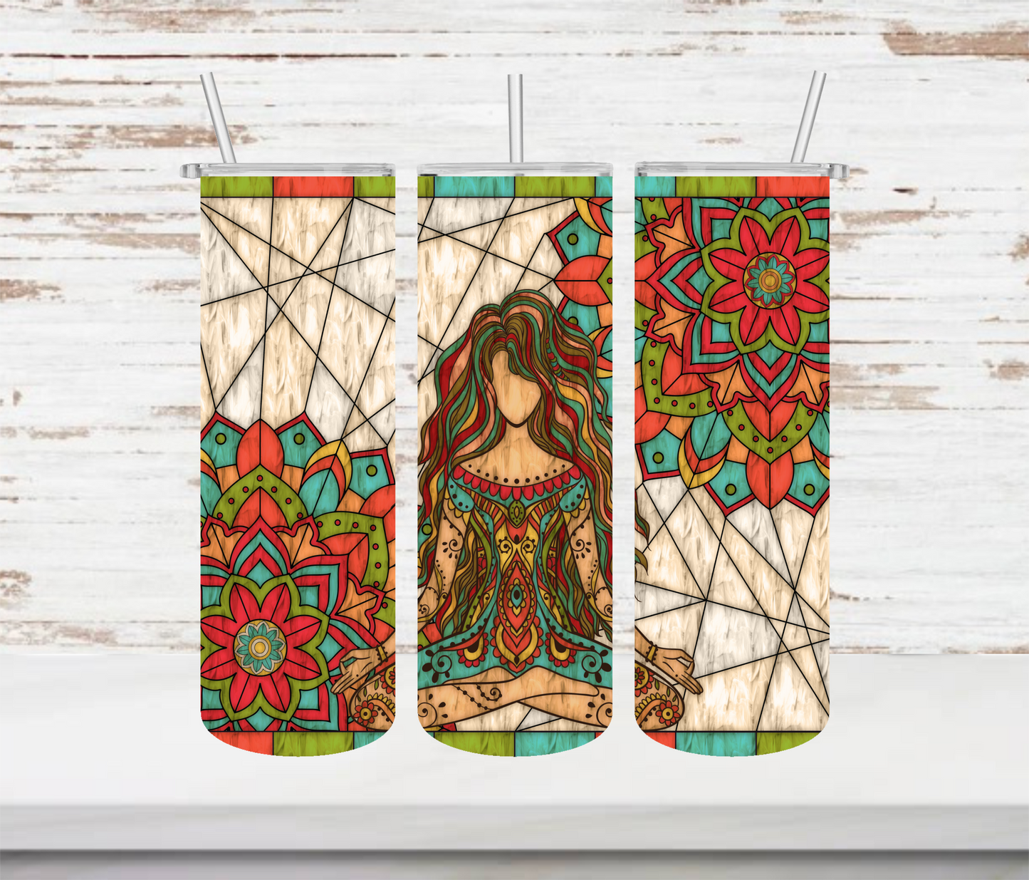 Zen Meditaion Stained Glass Tumbler - Head Of Walker Farm LLC