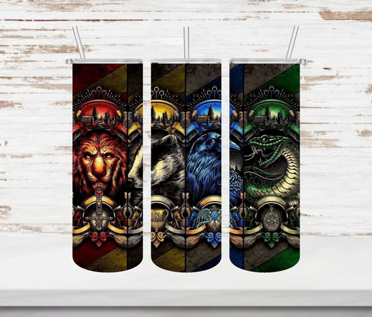 4 Houses Hogwarts Tumbler - Head Of Walker Farm LLC