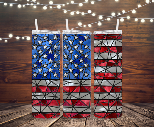 American Flag Stained Glass Tumbler