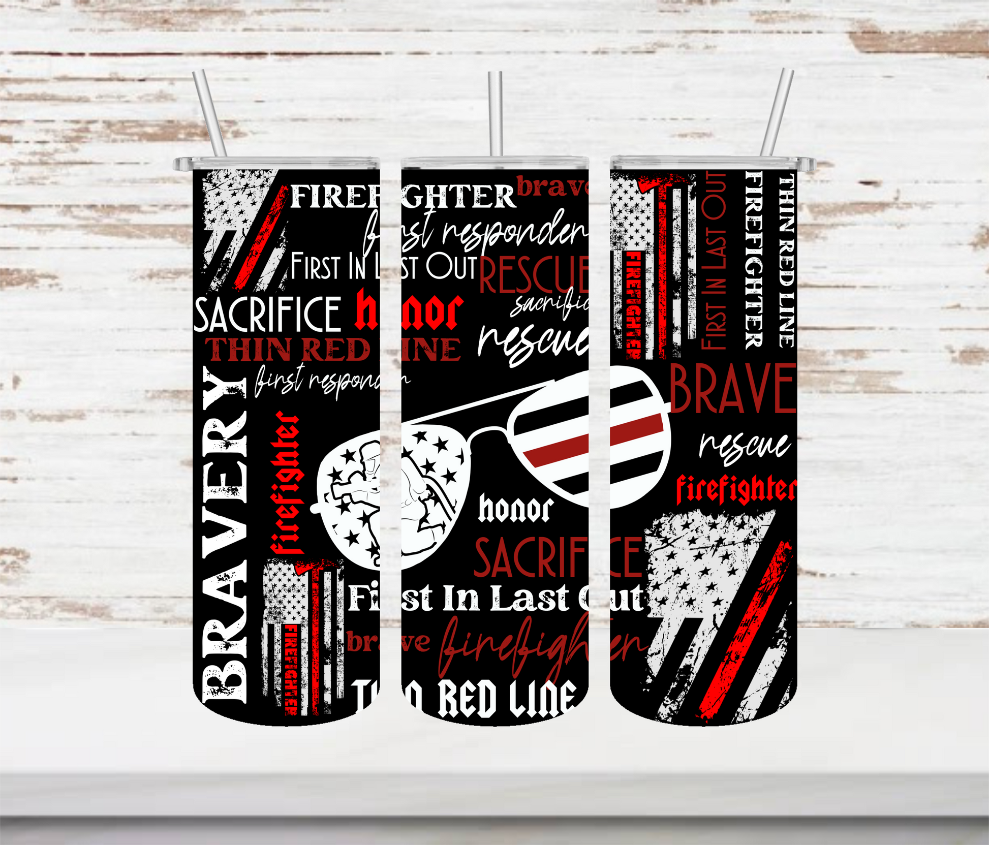 Firefighter Collage Tumbler - Head Of Walker Farm LLC