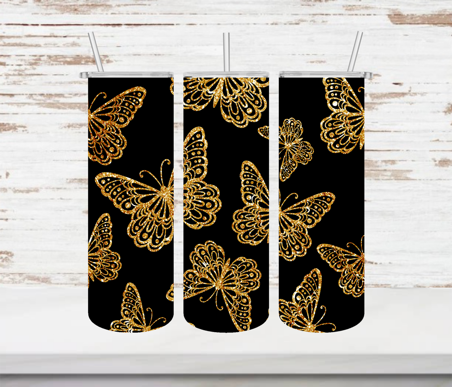 Golden Butterflies Tumbler