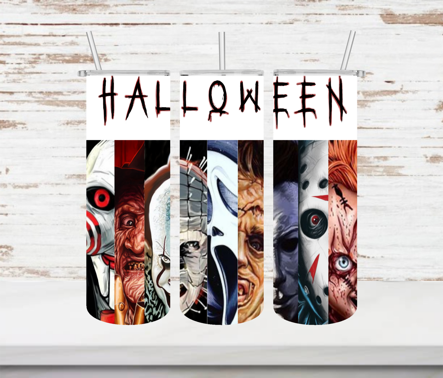 Faces of Horror Tumbler