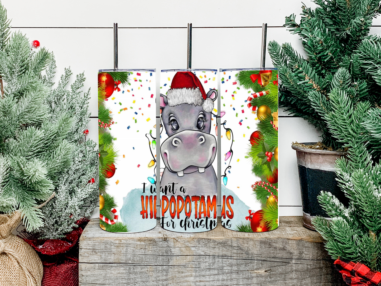 Hippo For Christmas Tumbler