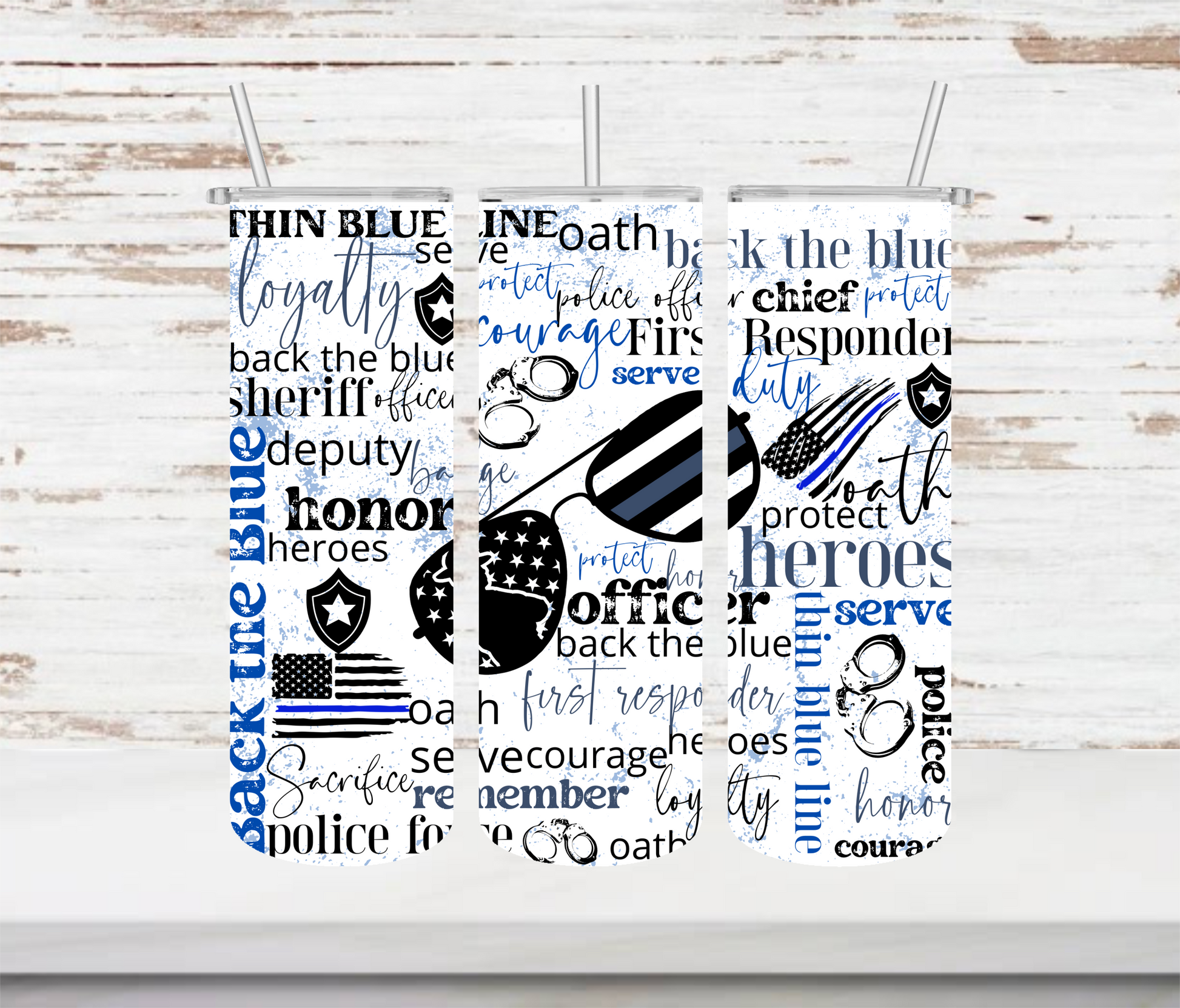 Police Collage Tumbler - Head Of Walker Farm LLC