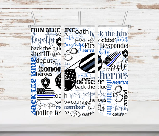 Police Collage Tumbler - Head Of Walker Farm LLC