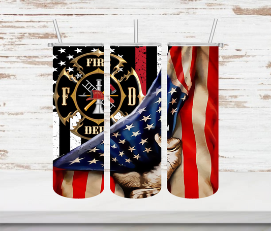 Red Line Behind The American Flag Tumbler - Head Of Walker Farm LLC