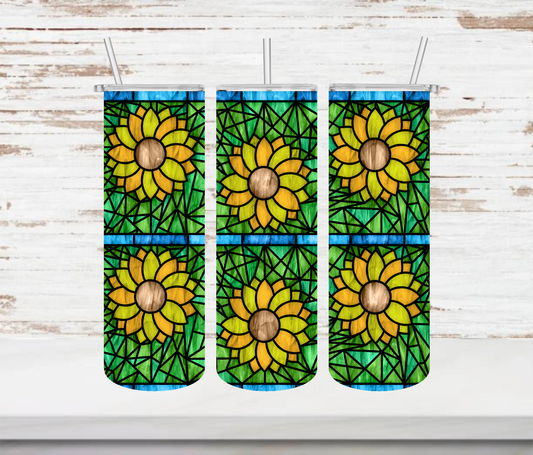 Sunflowers Stained Glass Stacked Tumbler