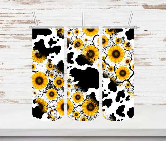Sunflowers & Cowprint Tumbler