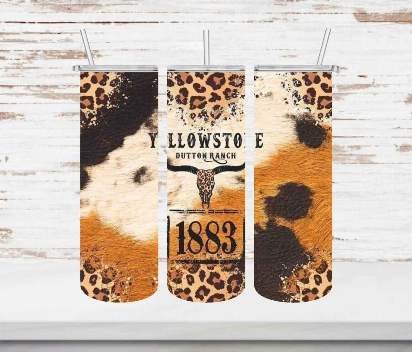 Yellowstone Cow Hide Cheetah Tumbler - Head Of Walker Farm LLC