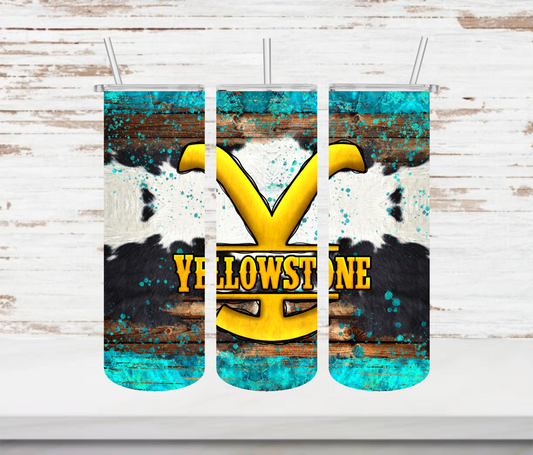 Yellowstone with Cow Print Tumbler - Head Of Walker Farm LLC